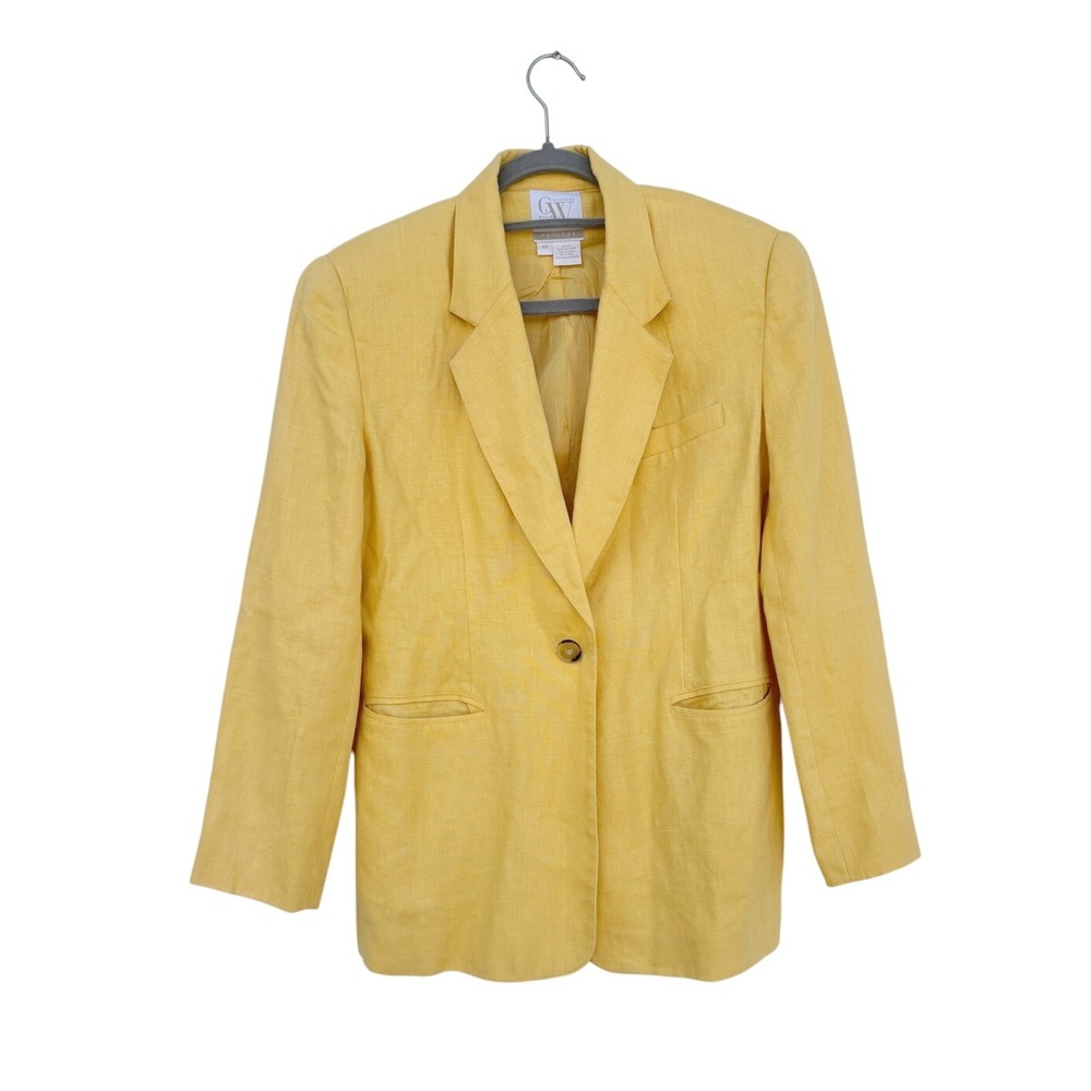 Clifford & Wills Linen Blazer,‎ Yellow, One Button, Size 6 Petite